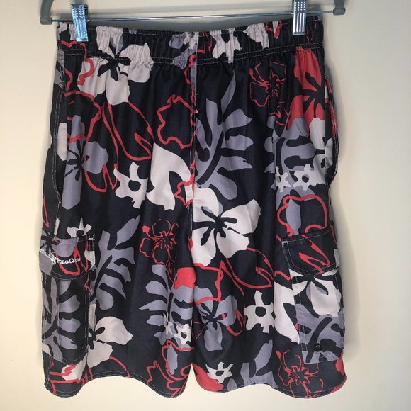 BEVERLY HILLS POLO CLUB Beachy Coastal Hawaiian Floral Swim Trunks Vacation - Picture 3 of 11